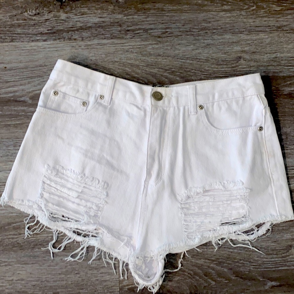 High waisted denim shorts